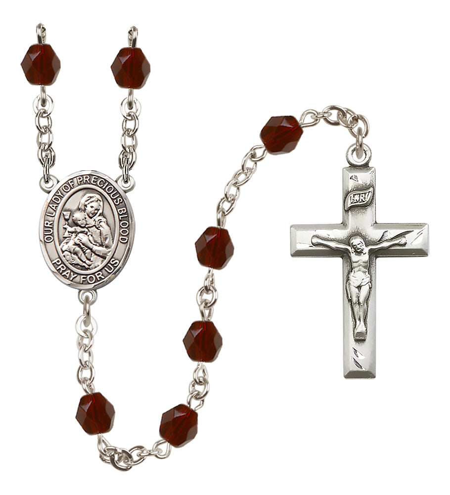 O/L of the Precious Blood Rosary - 6mm Garnet Fire Polished beads - 8448