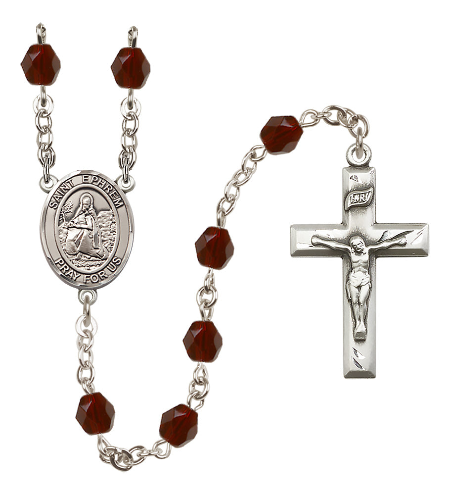 St. Ephrem Rosary - 6mm Garnet Fire Polished beads - 8449