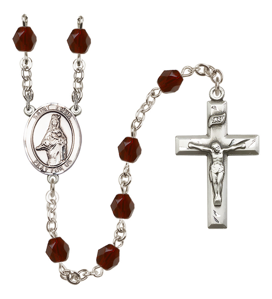 St. Emma Uffing Rosary - 6mm Garnet Fire Polished beads - 8450