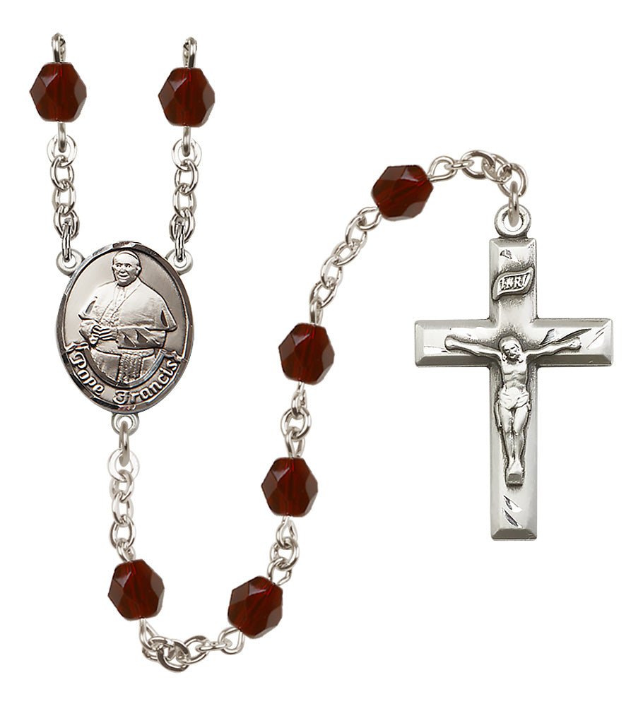 Pope Francis Rosary - 6mm Garnet Fire Polished beads - 8451