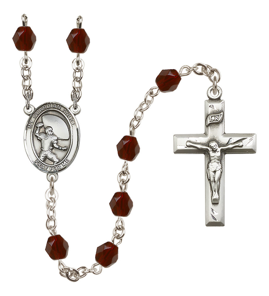 Football Rosary - 6mm Garnet Fire Polished beads - 8701
