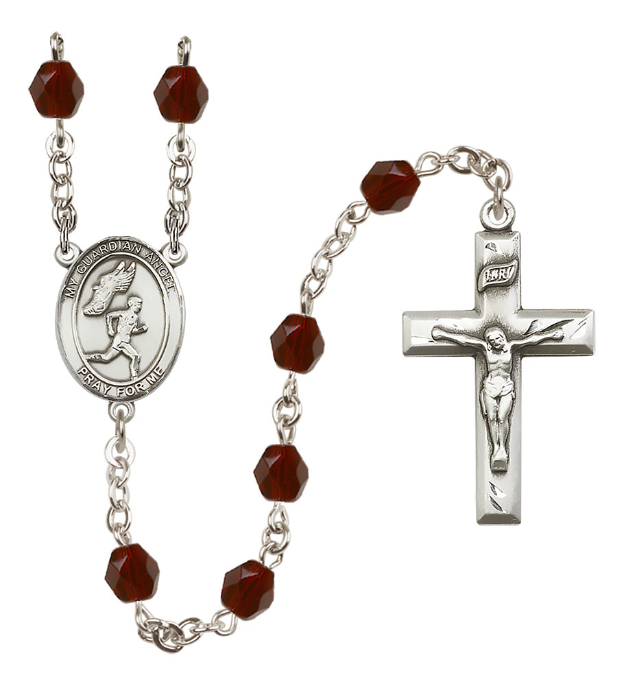 Track & Field Rosary - 6mm Garnet Fire Polished beads - 8709