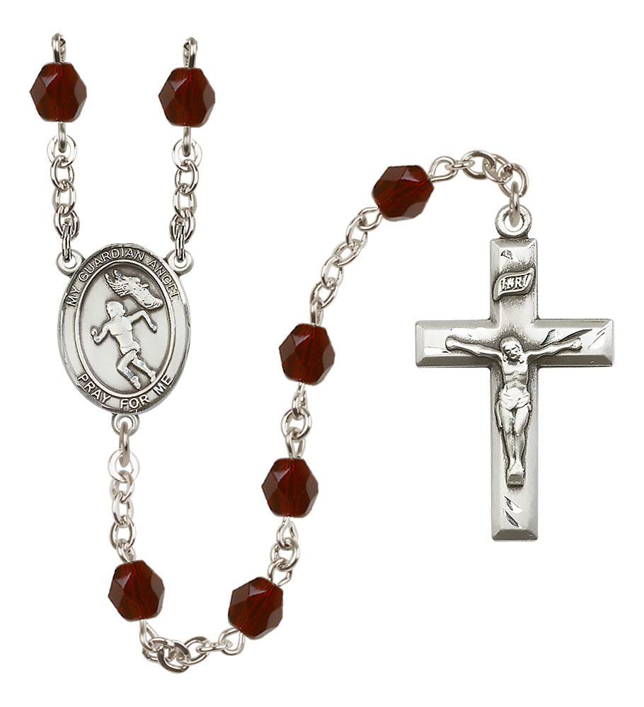 Track & Field Rosary - 6mm Garnet Fire Polished beads - 8710