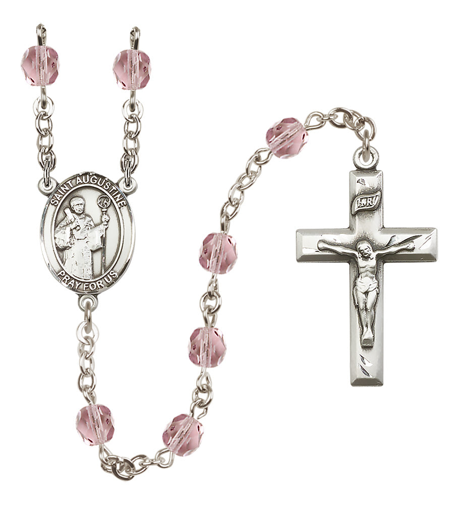 St. Augustine Rosary - 6mm Light Amethyst Fire Polished beads - 8007