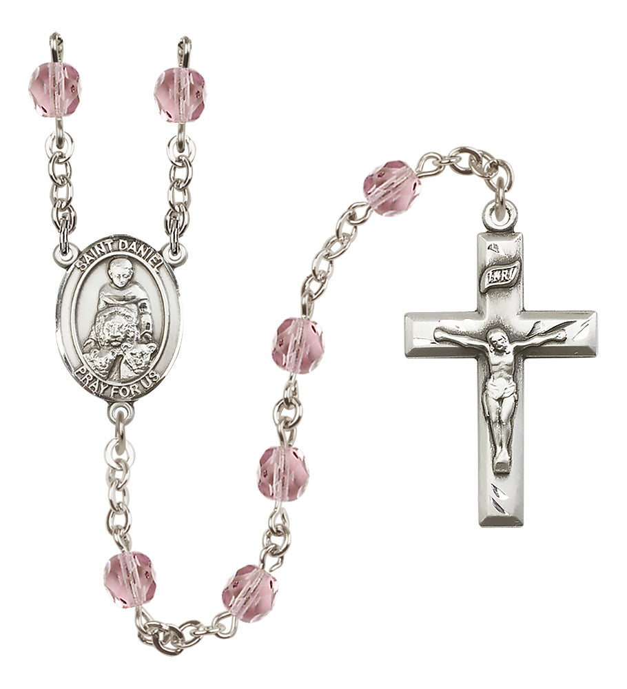St. Daniel Rosary - 6mm Light Amethyst Fire Polished beads - 8024