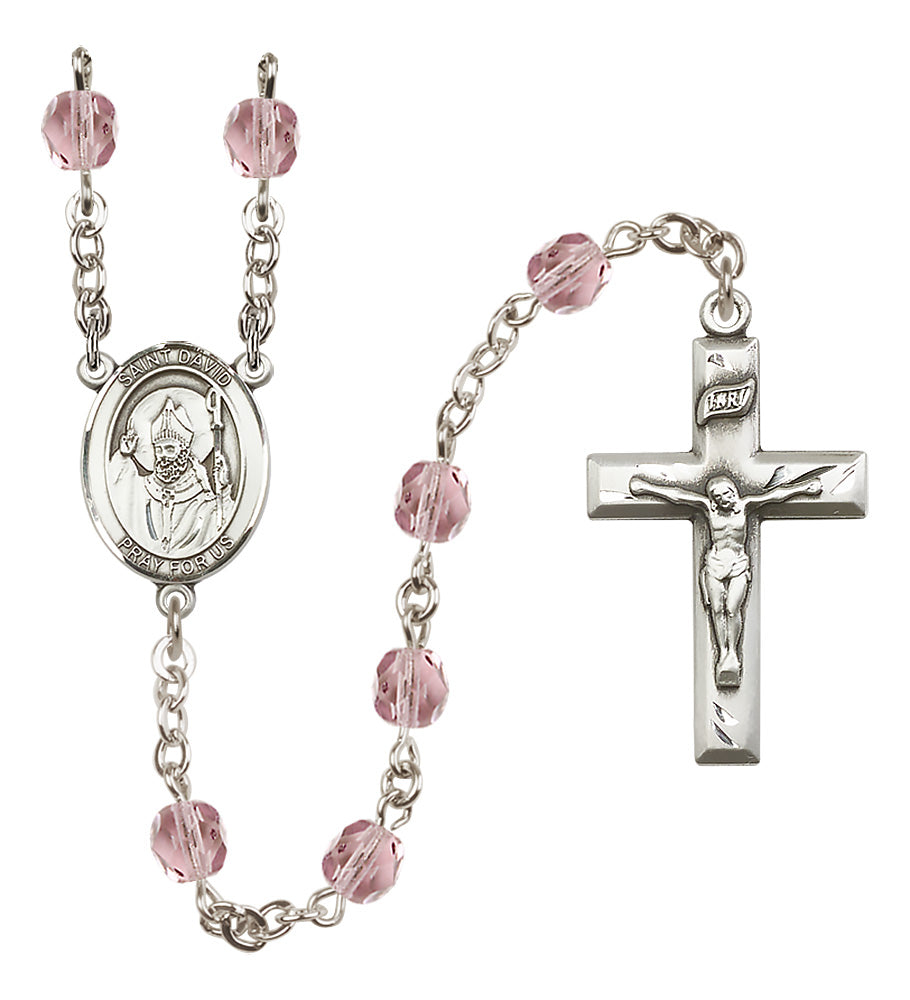 St. David of Wales Rosary - 6mm Light Amethyst Fire Polished beads - 8027