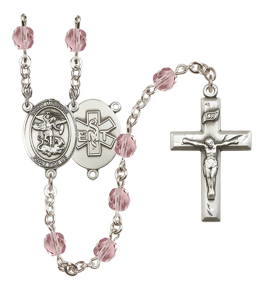 E.M.T.'s Rosary - 6mm Light Amethyst Fire Polished beads - 8076S10