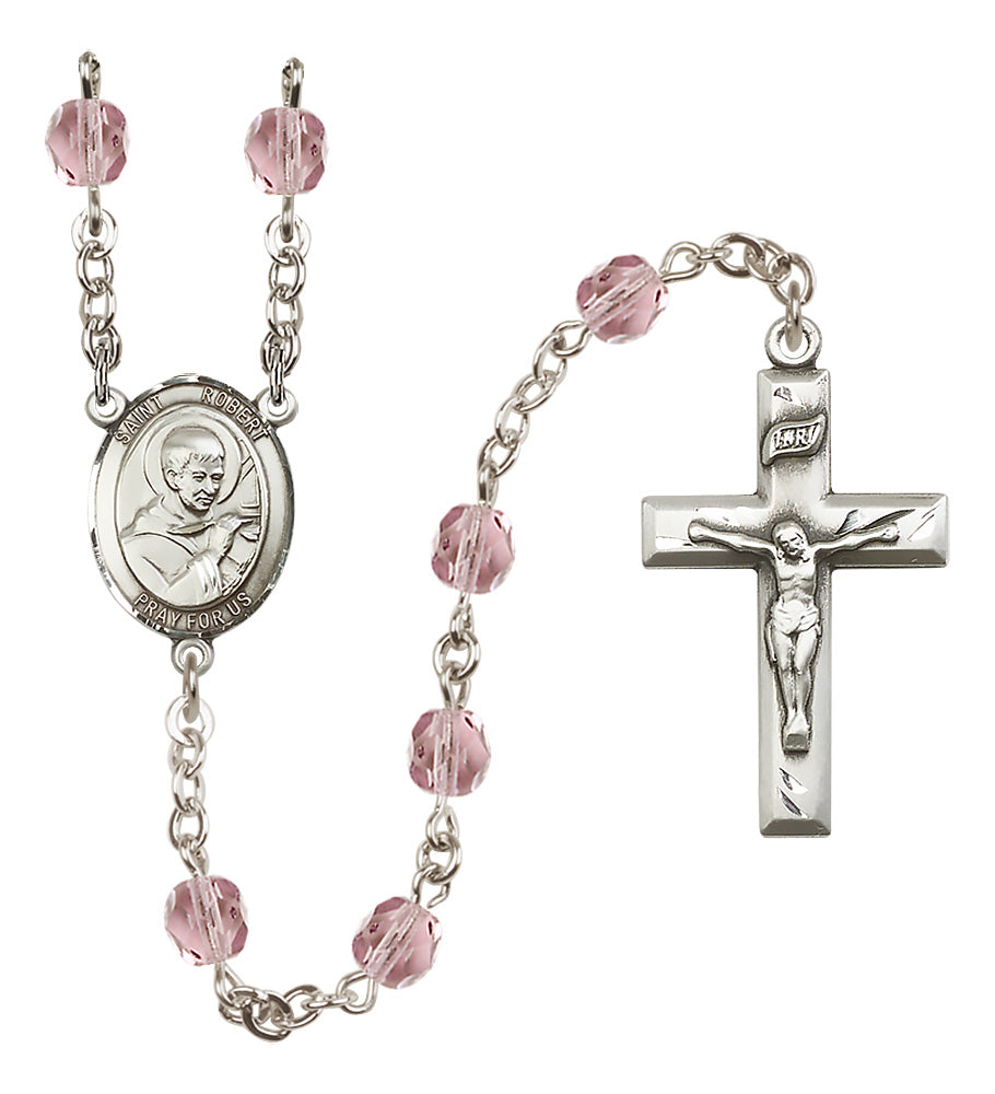 St. Robert Bellarmine Rosary - 6mm Light Amethyst Fire Polished beads - 8096