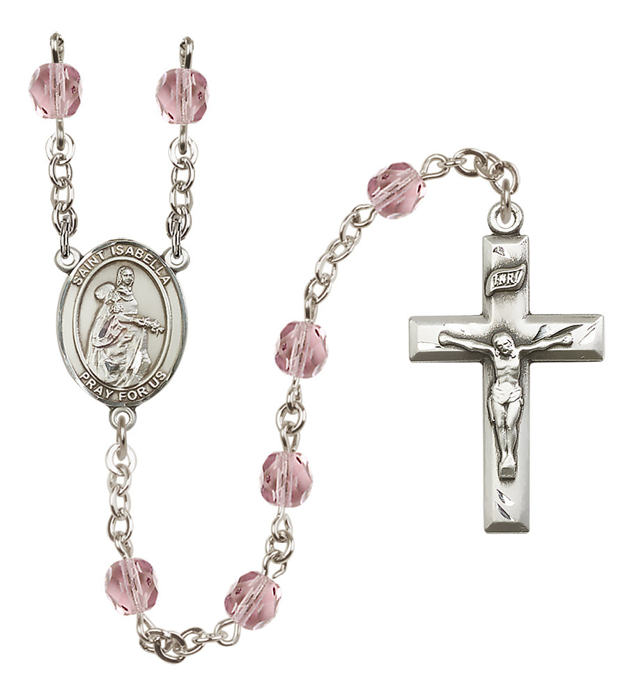 St. Isabella of Portugal Rosary - 6mm Light Amethyst Fire Polished beads - 8250