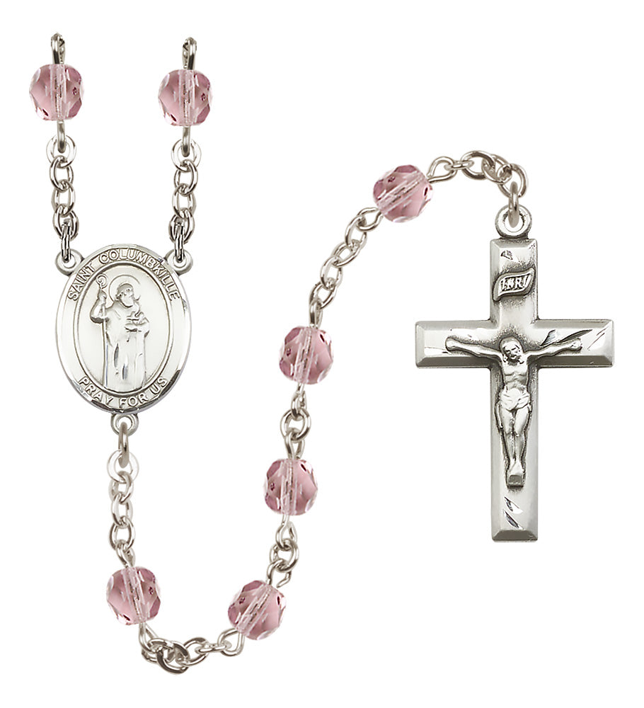 St. Columbkille Rosary - 6mm Light Amethyst Fire Polished beads - 8399