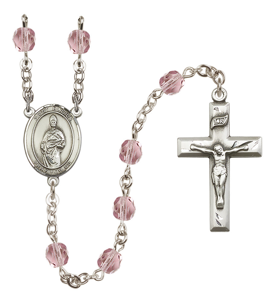 St. Eligius Rosary - 6mm Light Amethyst Fire Polished beads - 8402