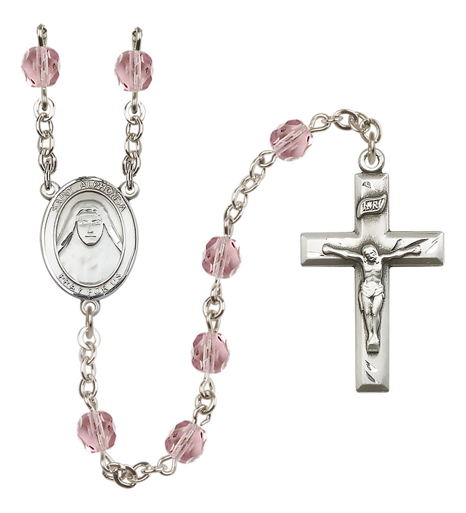 St. Alphonsa of India Rosary - 6mm Light Amethyst Fire Polished beads - 8406