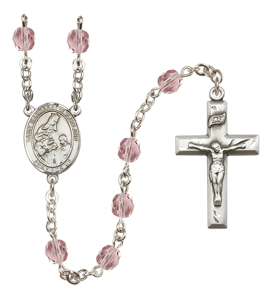 St. Margaret of Scotland Rosary - 6mm Light Amethyst Fire Polished beads - 8407