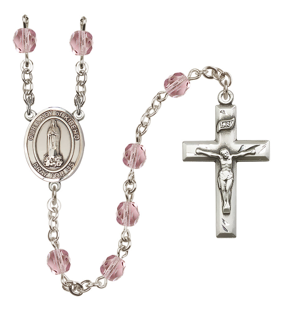 O/L of Kibeho Rosary - 6mm Light Amethyst Fire Polished beads - 8414