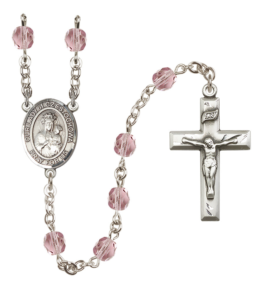 O/L of Czestochowa Rosary - 6mm Light Amethyst Fire Polished beads - 8421
