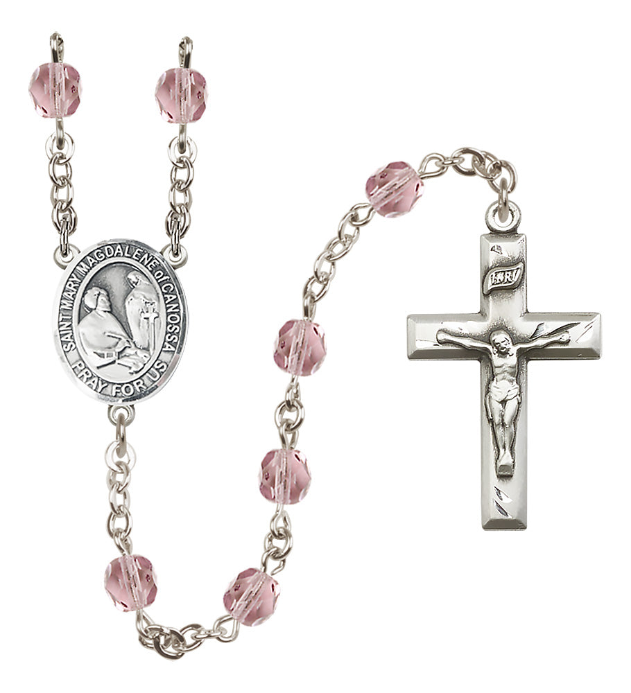 St. Mary Magdalene of Canossa Rosary - 6mm Light Amethyst Fire Polished beads - 8429