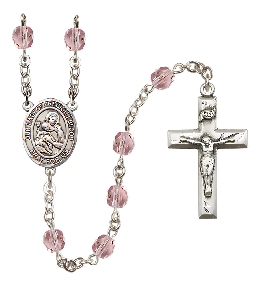 O/L of the Precious Blood Rosary - 6mm Light Amethyst Fire Polished beads - 8448