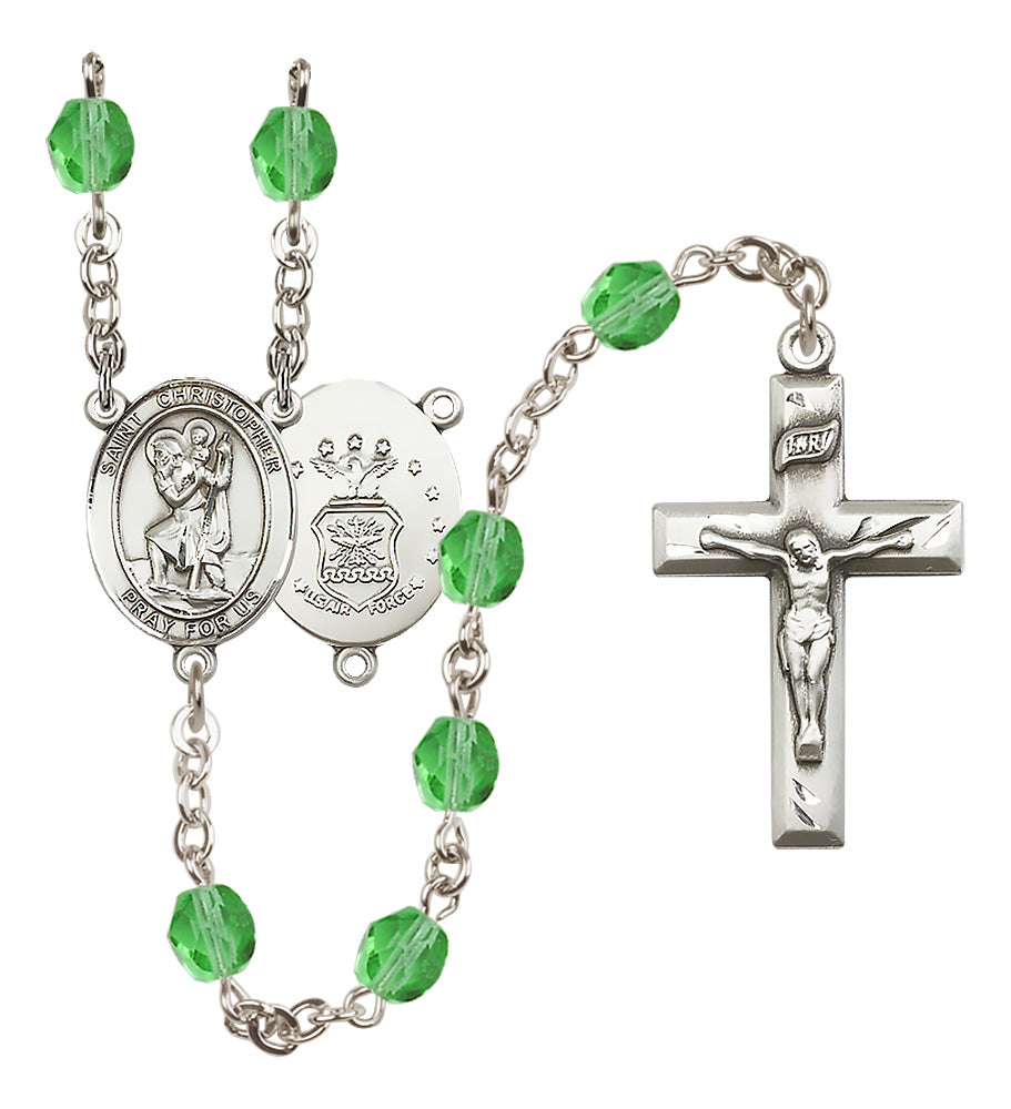 Air Force Rosary - 6mm Peridot Fire Polished beads - 8022S1