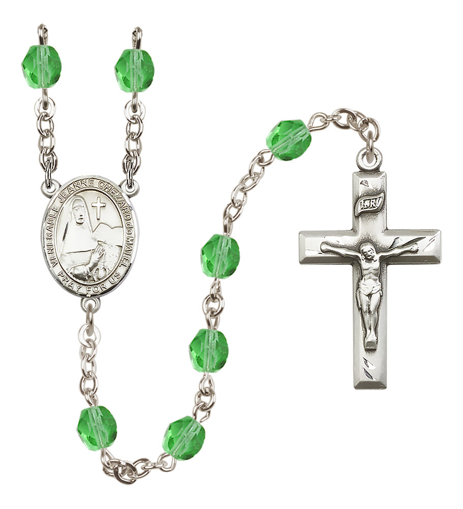 St. Jeanne Chezard de Matel Rosary - 6mm Peridot Fire Polished beads - 8401