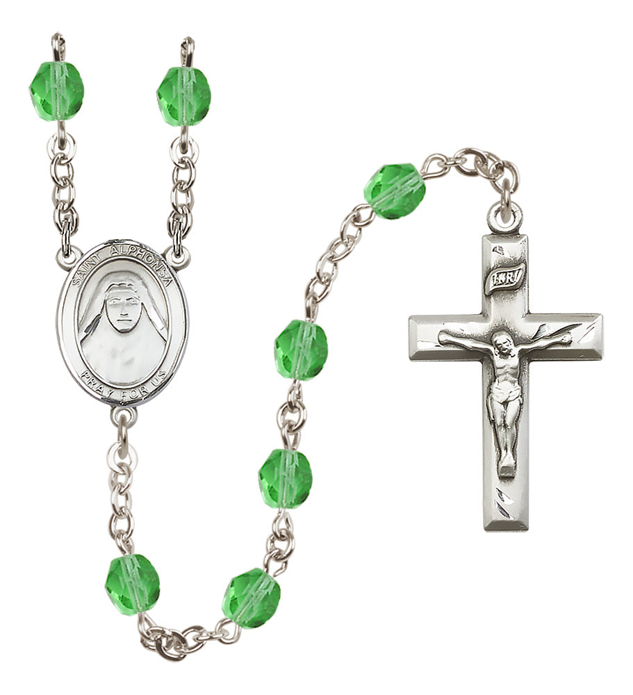 St. Alphonsa of India Rosary - 6mm Peridot Fire Polished beads - 8406