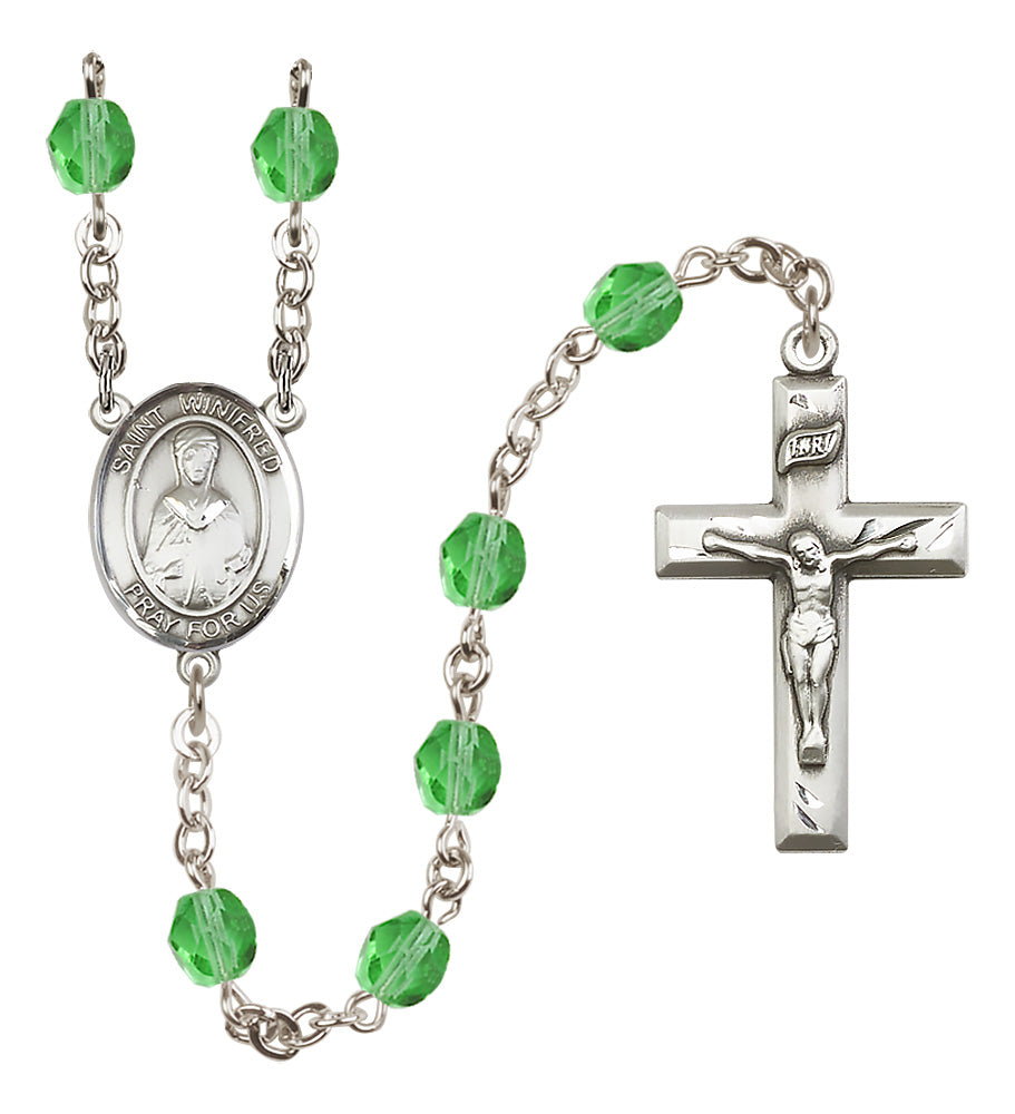 St. Winifred of Wales Rosary - 6mm Peridot Fire Polished beads - 8419