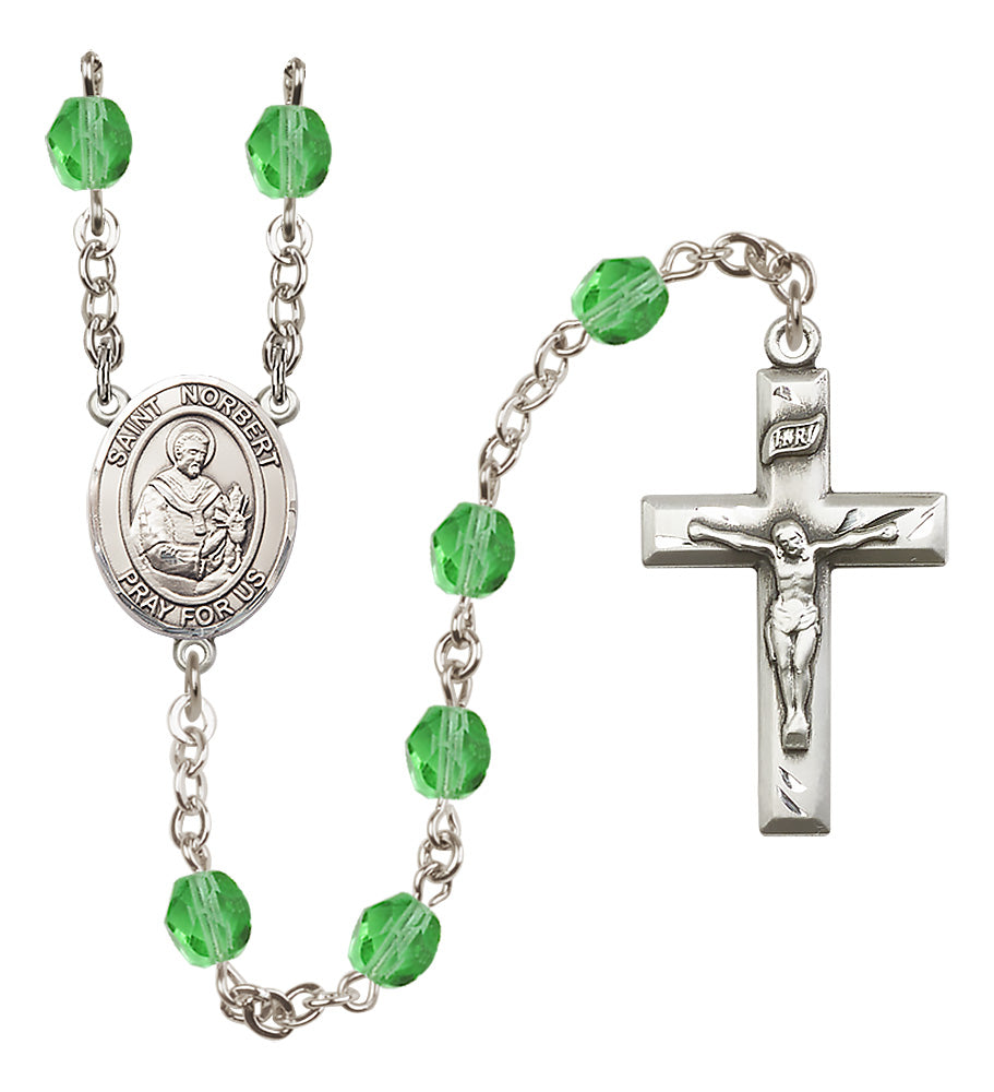 St. Norbert of Xanten Rosary - 6mm Peridot Fire Polished beads - 8447