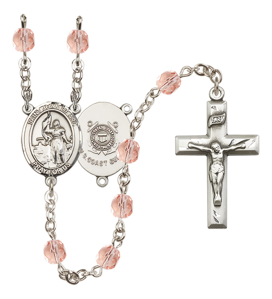 Marines Rosary - 6mm Pink Fire Polished beads - 8053S3