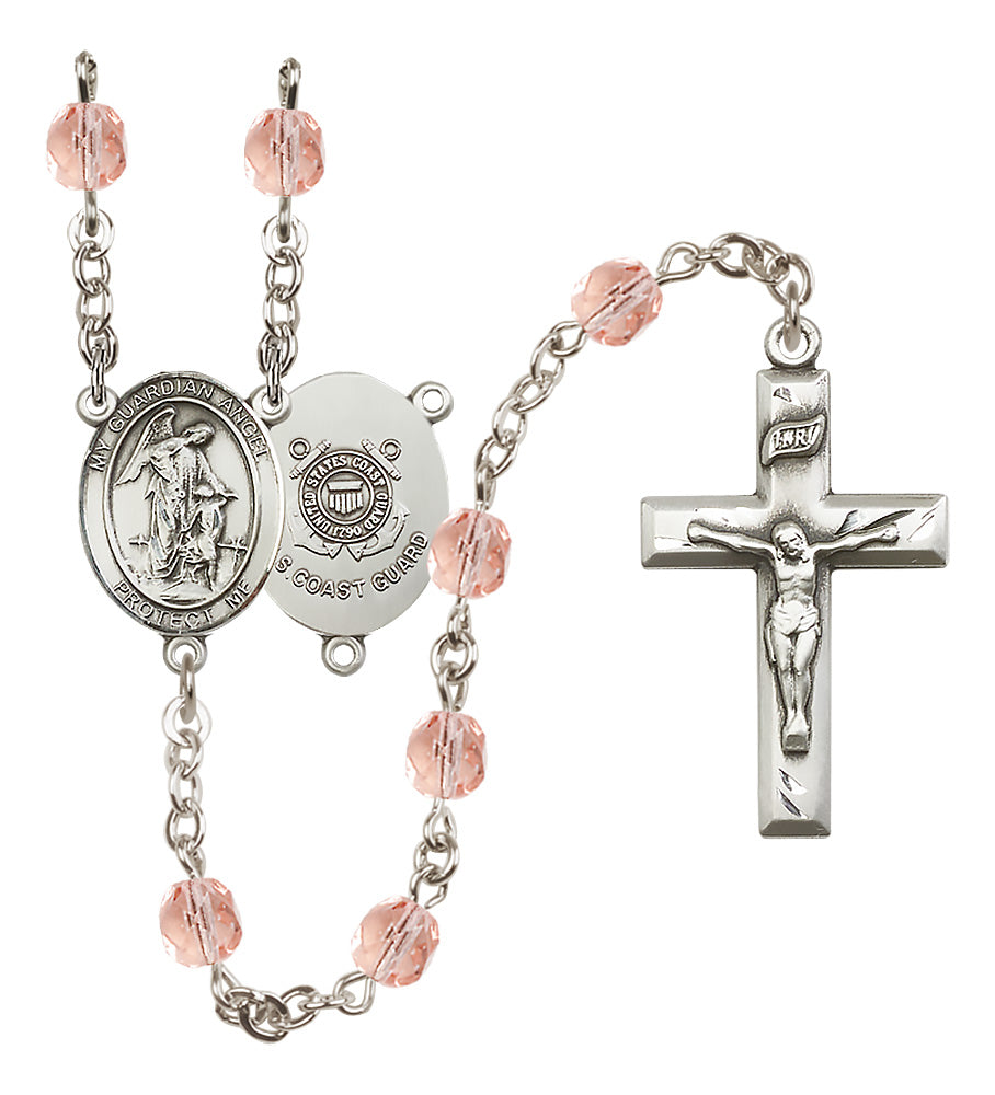 Marines Rosary - 6mm Pink Fire Polished beads - 8118S3