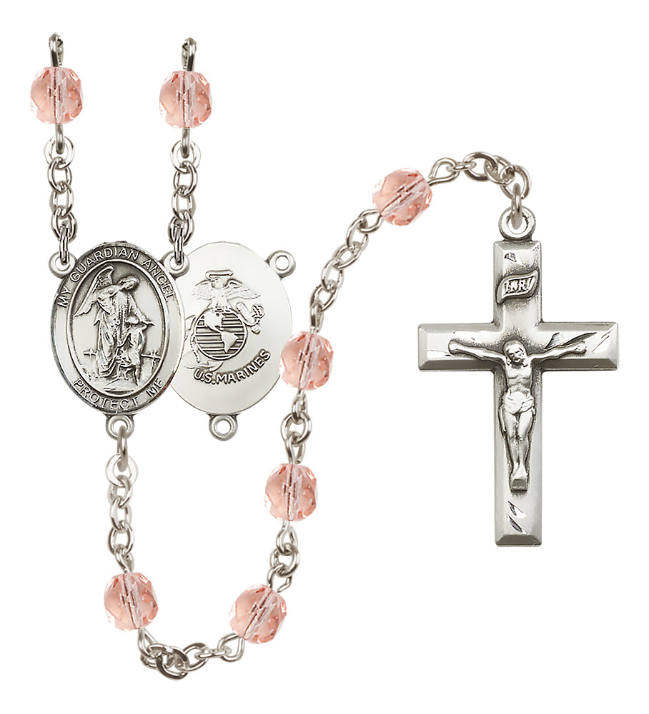 Marines Rosary - 6mm Pink Fire Polished beads - 8118S4