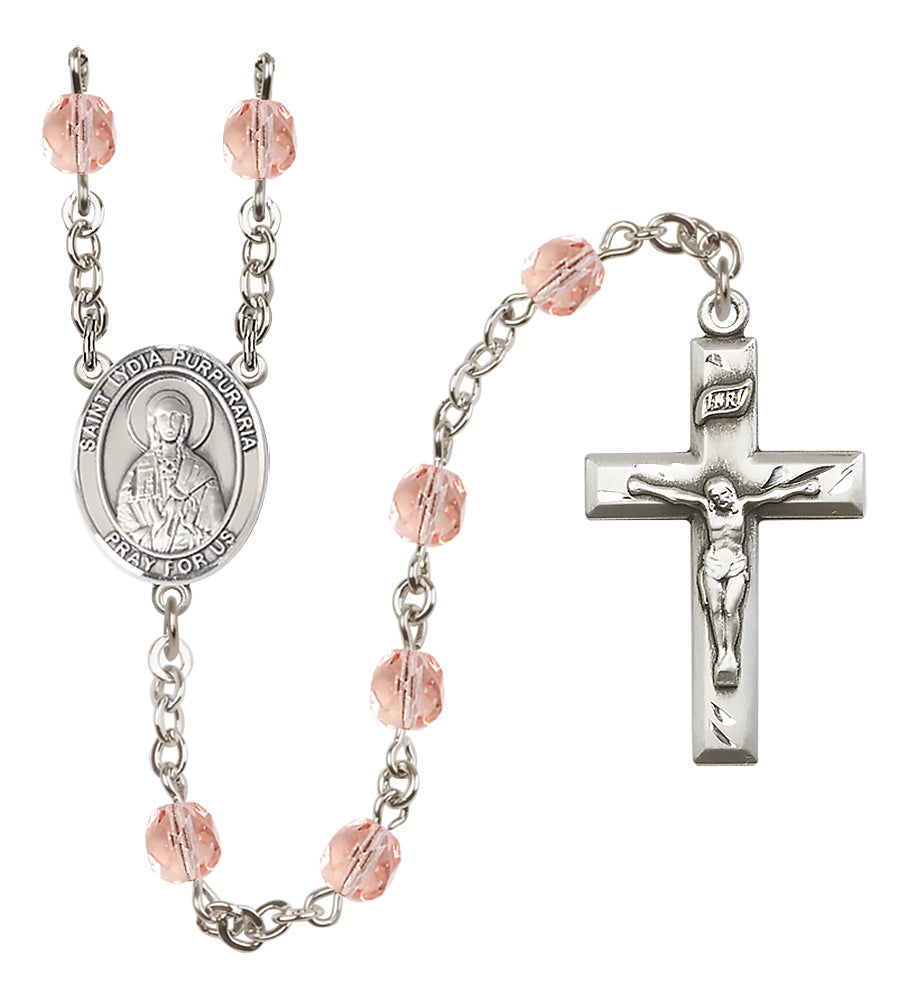 St. Lydia Purpuraria Rosary - 6mm Pink Fire Polished beads - 8411