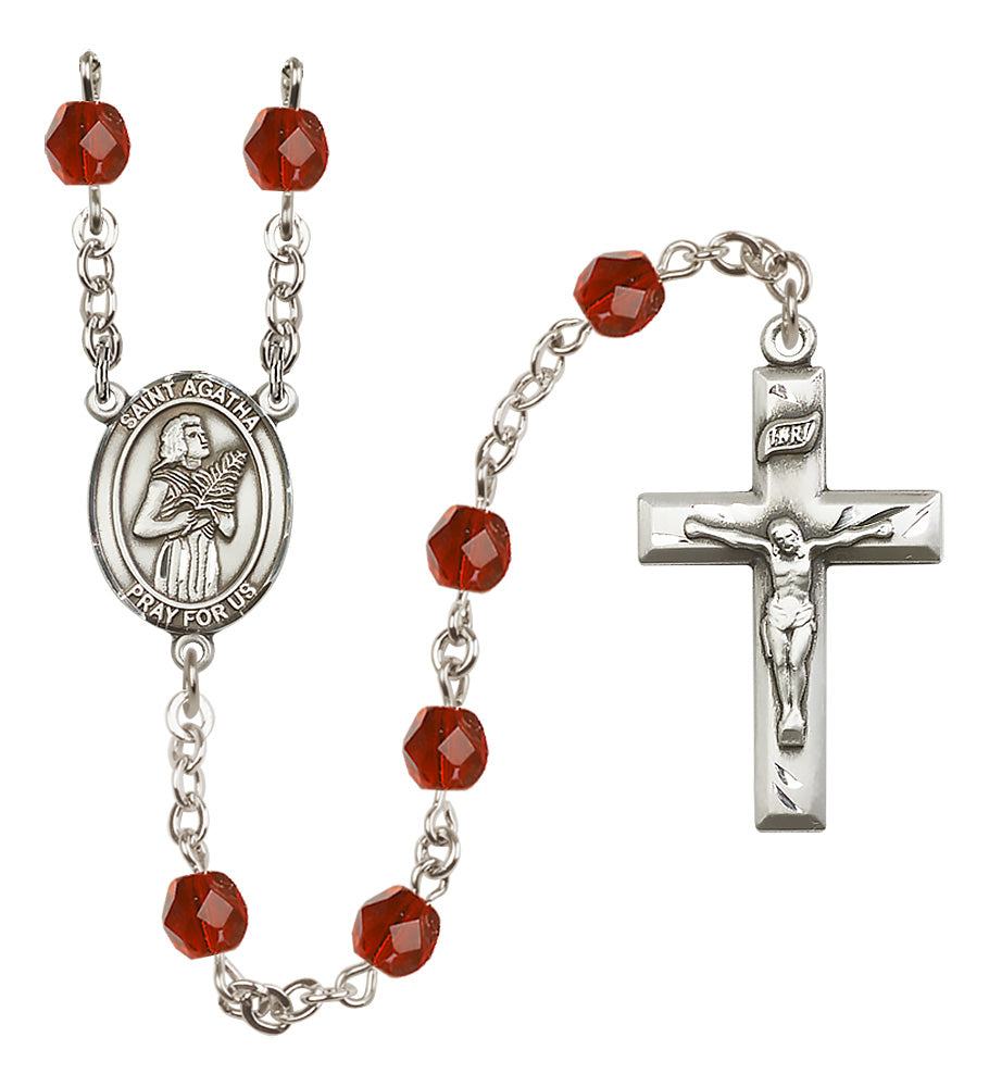 St. Agatha Rosary - 6mm Ruby Fire Polished beads - 8003