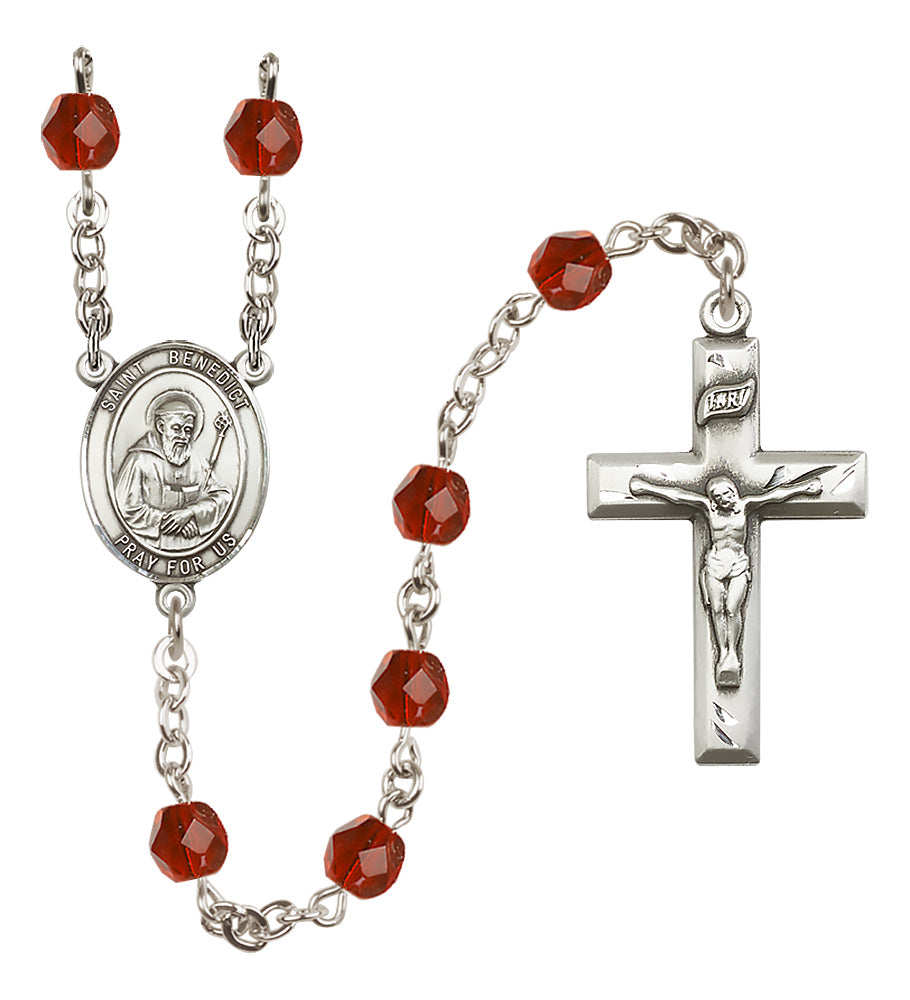 St. Benedict Rosary - 6mm Ruby Fire Polished beads - 8008