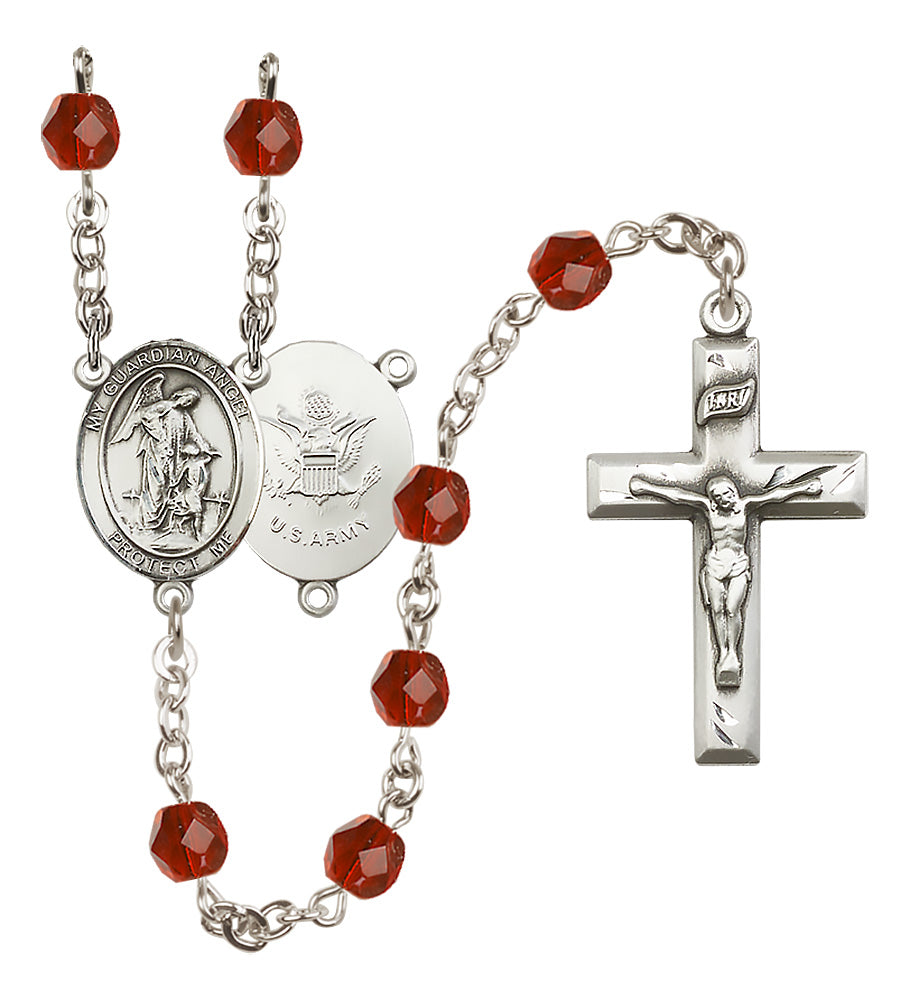 Army Rosary - 6mm Ruby Fire Polished beads - 8118S2