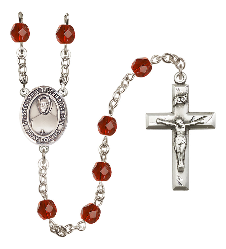 Blessed Emilie Tavernier Gamelin Rosary - 6mm Ruby Fire Polished beads - 8437
