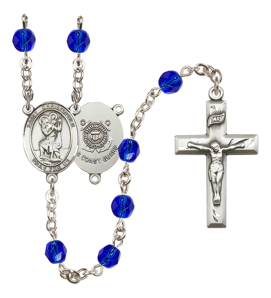 Marines Rosary - 6mm Sapphire Fire Polished beads - 8022S3