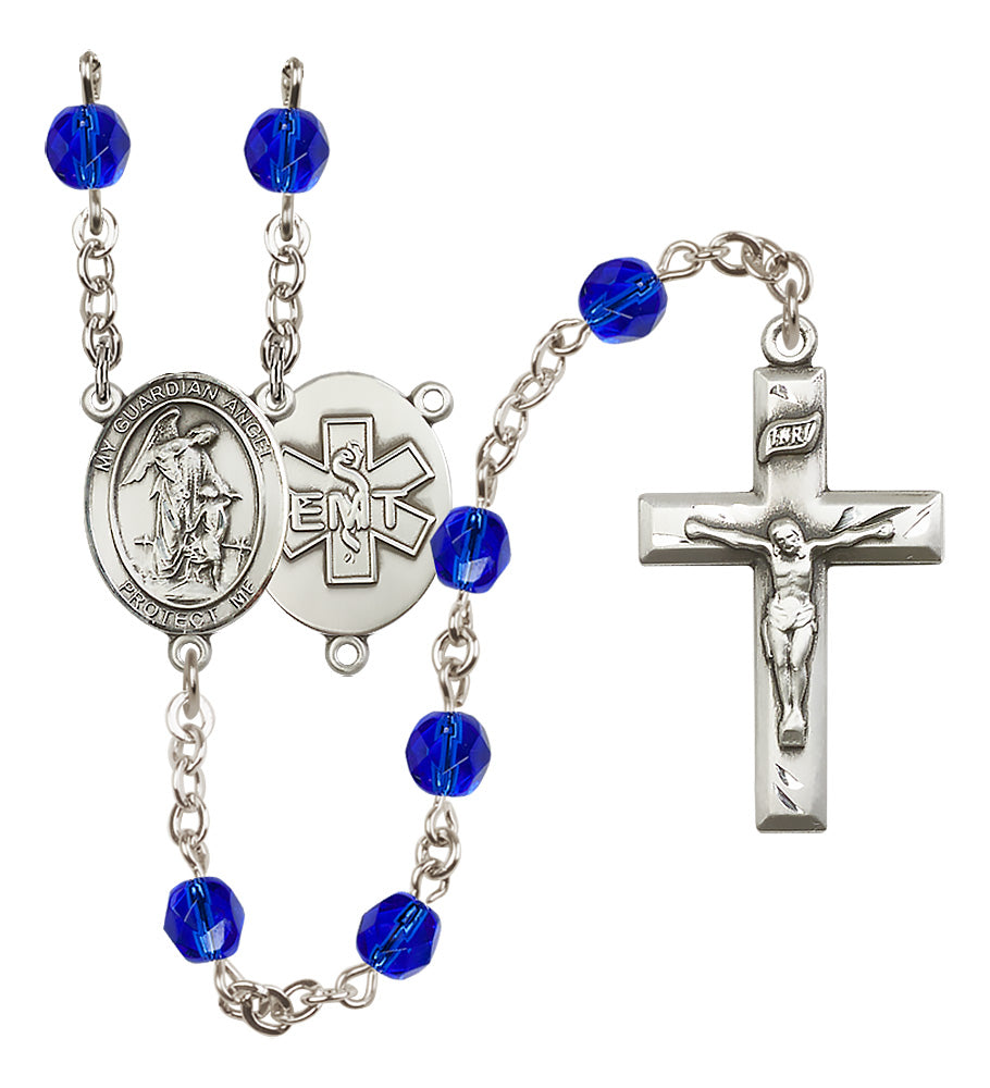 E.M.T.'s Rosary - 6mm Sapphire Fire Polished beads - 8118S10