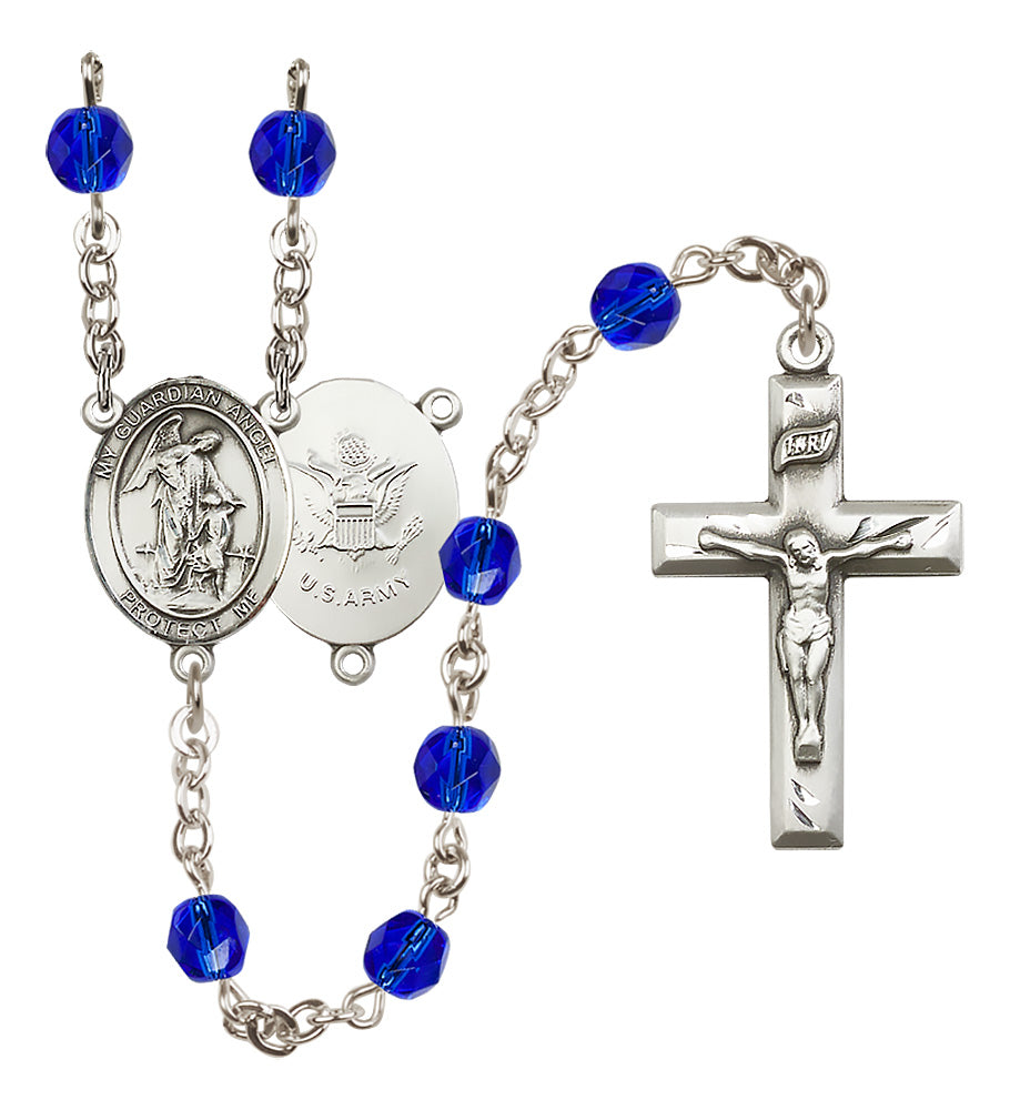 Army Rosary - 6mm Sapphire Fire Polished beads - 8118S2