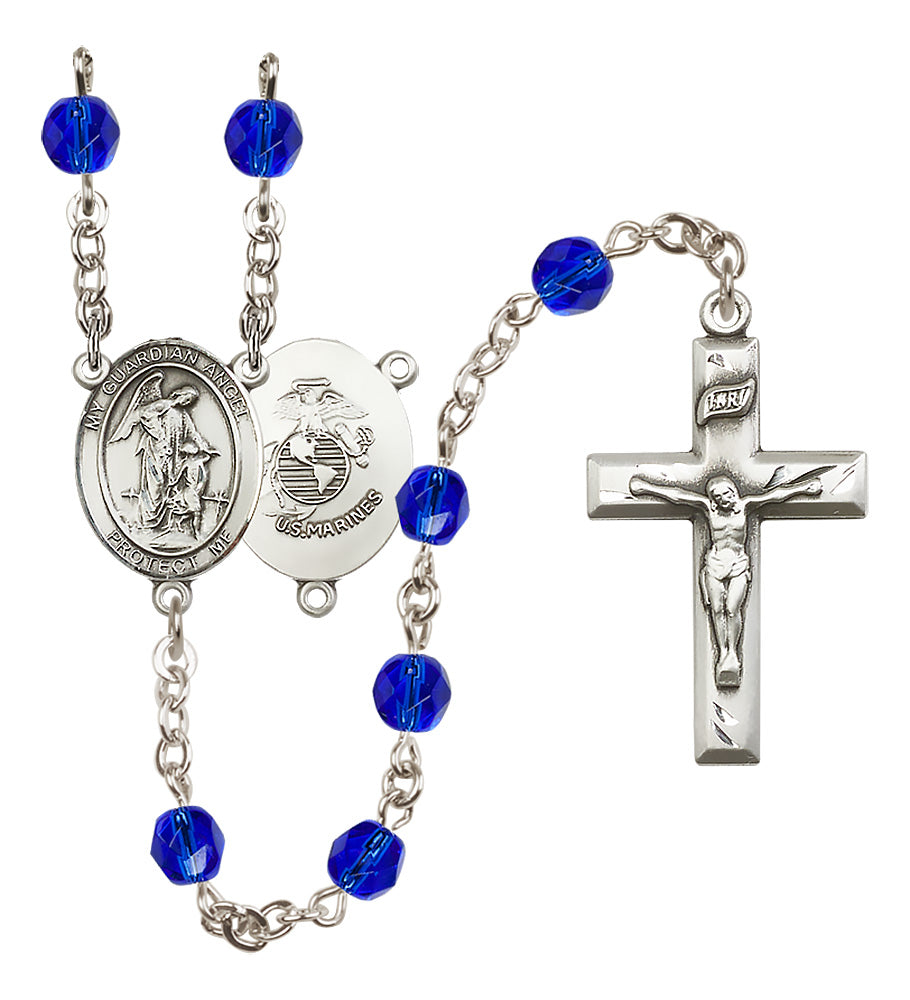 Marines Rosary - 6mm Sapphire Fire Polished beads - 8118S4