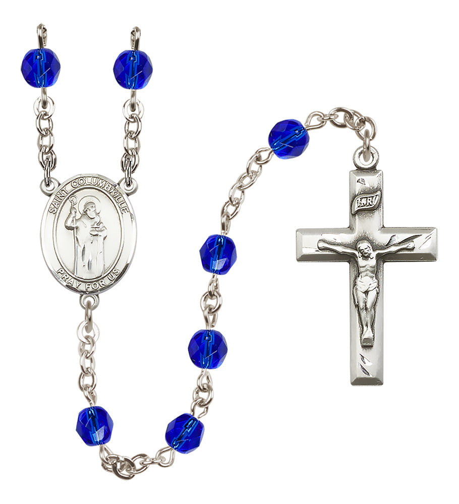 St. Columbkille Rosary - 6mm Sapphire Fire Polished beads - 8399