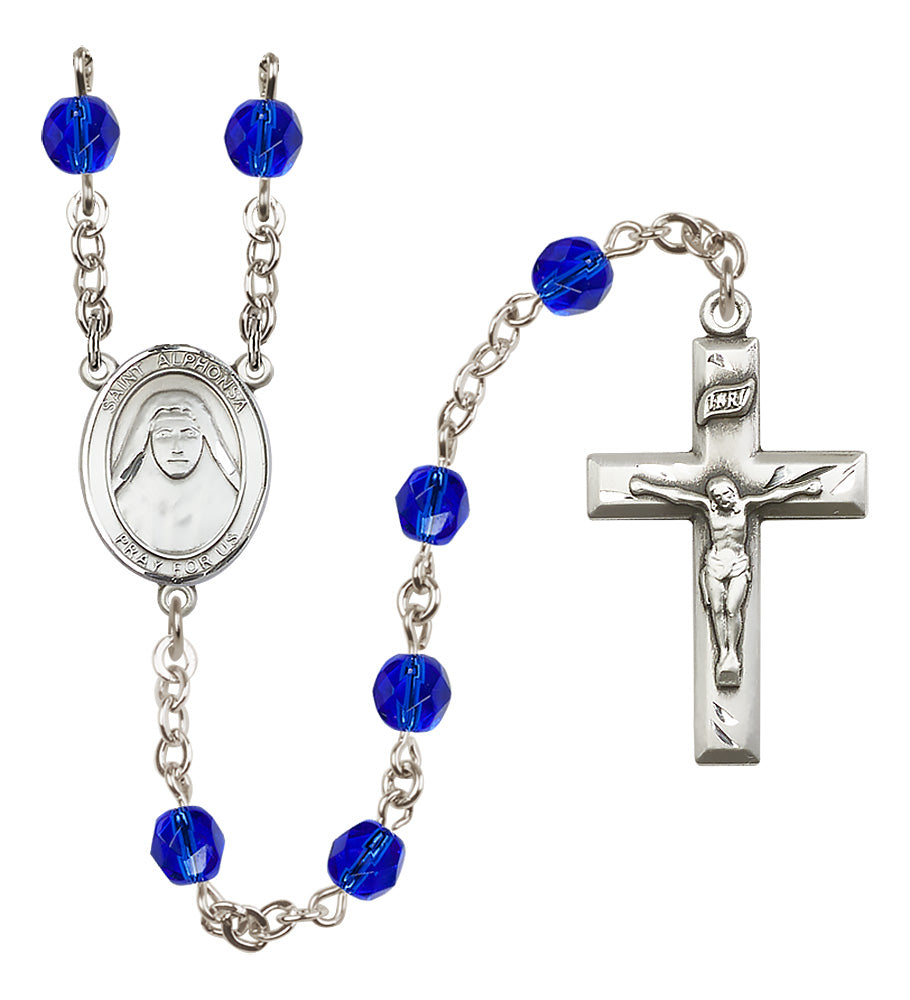 St. Alphonsa of India Rosary - 6mm Sapphire Fire Polished beads - 8406