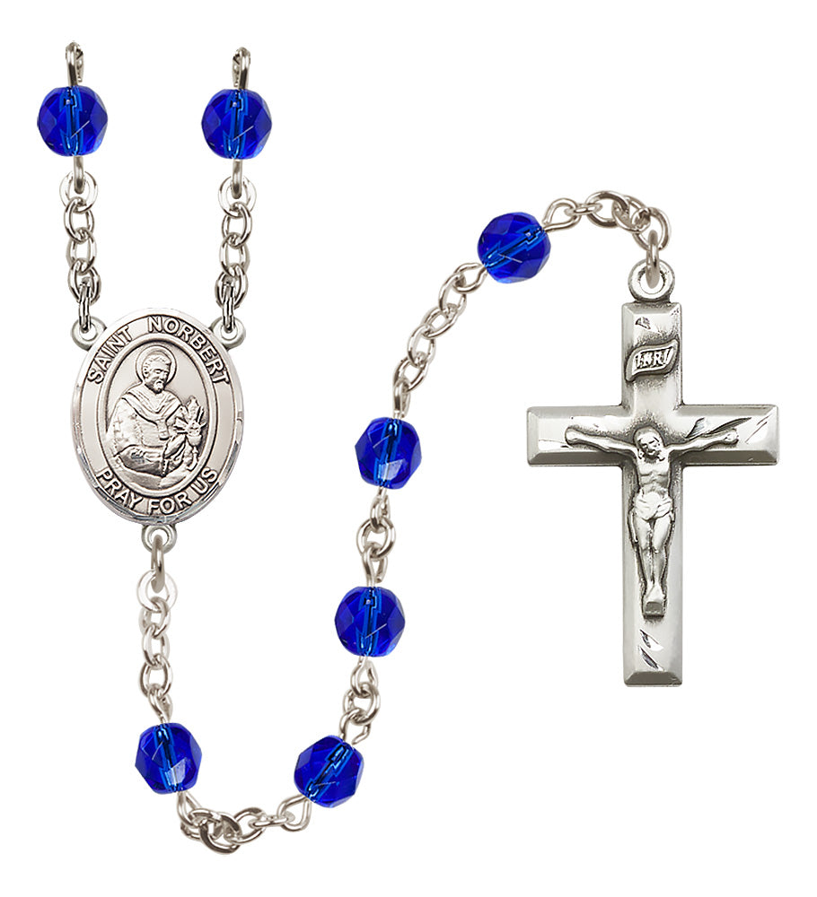 St. Norbert of Xanten Rosary - 6mm Sapphire Fire Polished beads - 8447