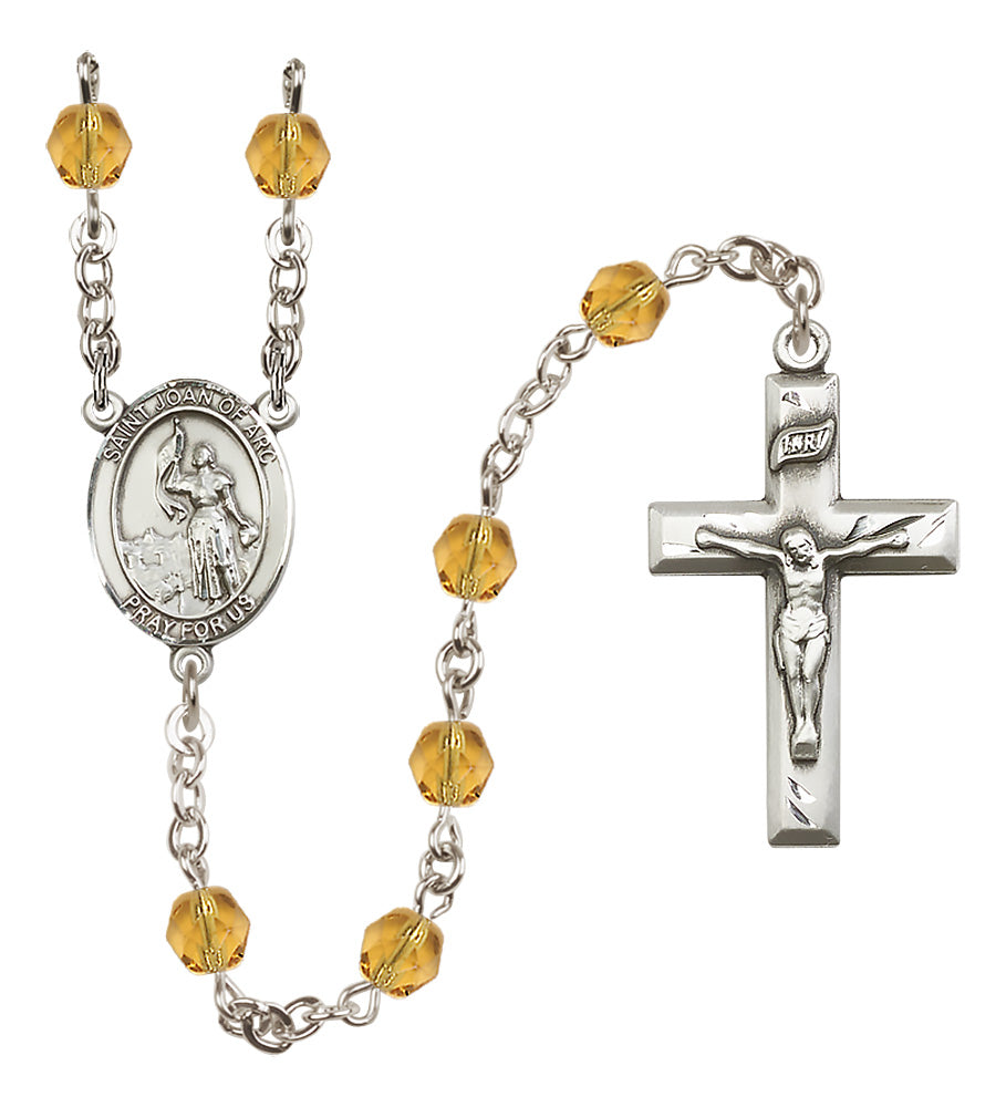 St. Joan of Arc Rosary - 6mm Topaz Fire Polished beads - 8053
