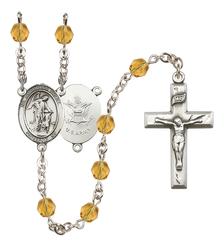 Army Rosary - 6mm Topaz Fire Polished beads - 8118S2