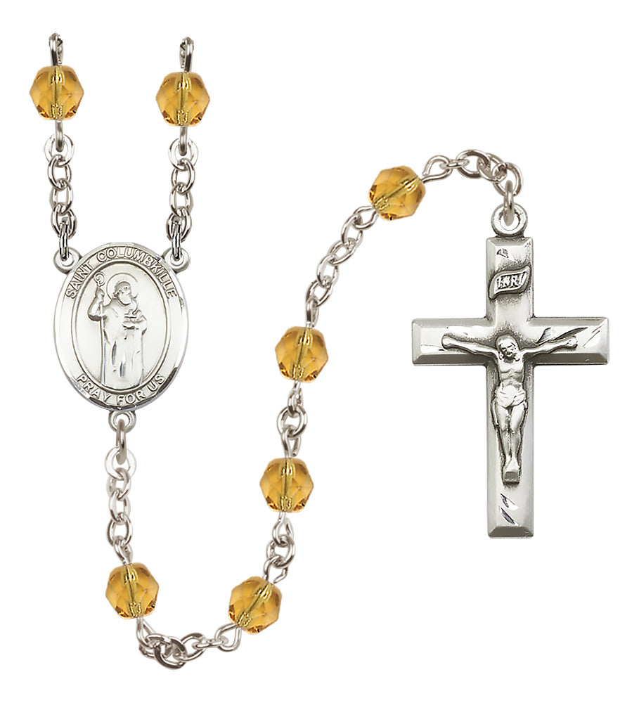 St. Columbkille Rosary - 6mm Topaz Fire Polished beads - 8399