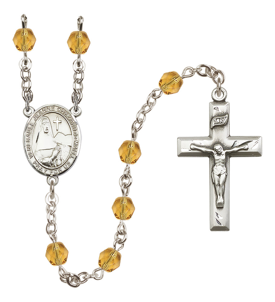 St. Jeanne Chezard de Matel Rosary - 6mm Topaz Fire Polished beads - 8401