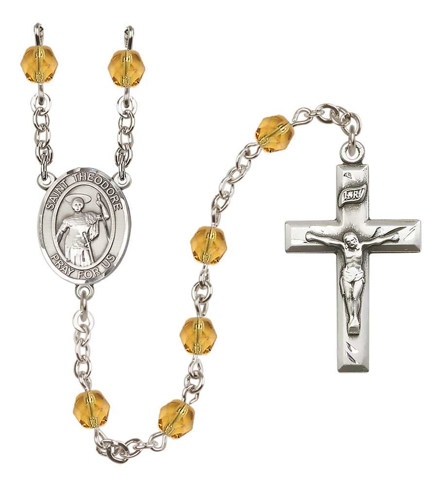 St. Theodore Stratelates Rosary - 6mm Topaz Fire Polished beads - 8415