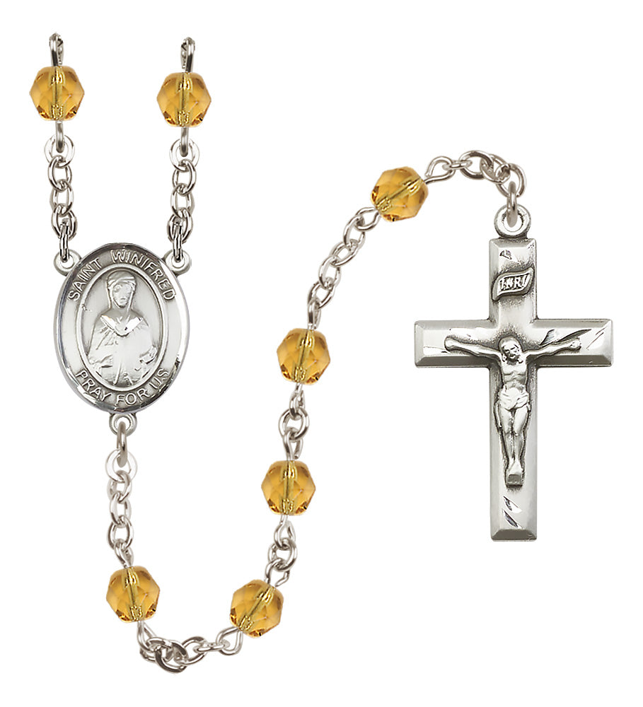 St. Winifred of Wales Rosary - 6mm Topaz Fire Polished beads - 8419