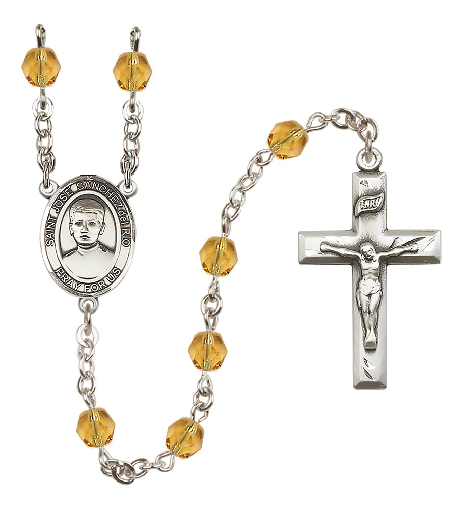 Blessed Jose Canchez del Rio Rosary - 6mm Topaz Fire Polished beads - 8446