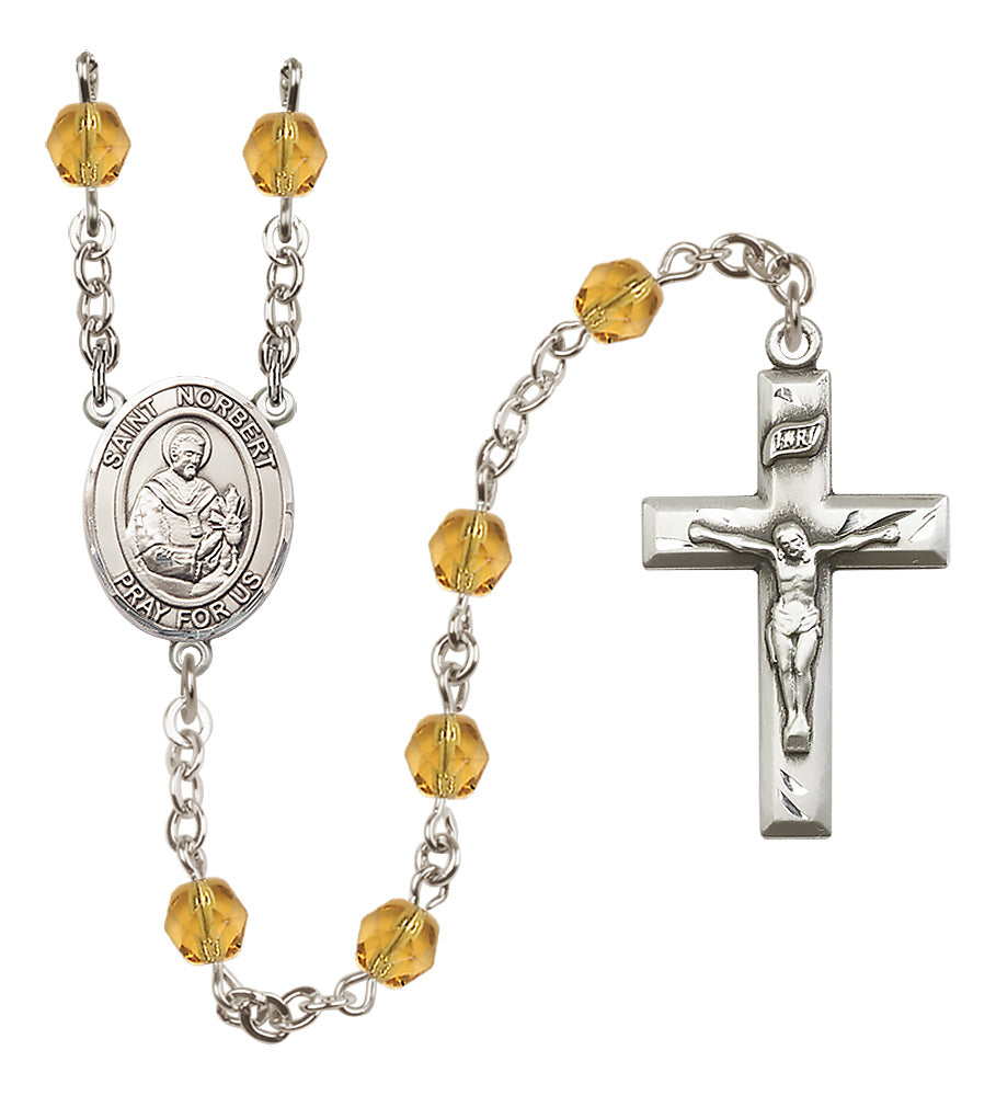 St. Norbert of Xanten Rosary - 6mm Topaz Fire Polished beads - 8447