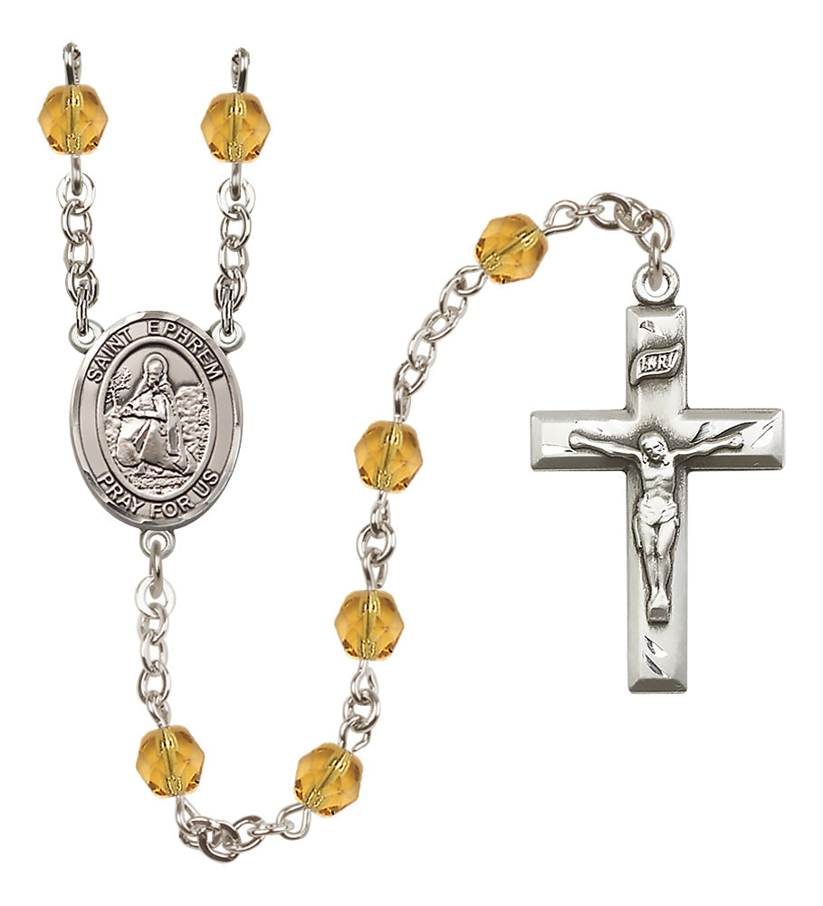 St. Ephrem Rosary - 6mm Topaz Fire Polished beads - 8449